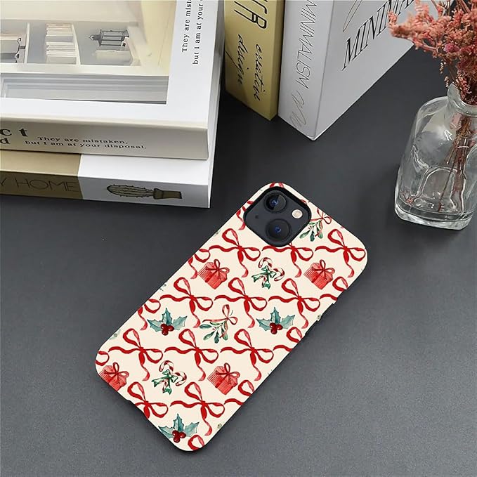 DAIZAG Case Compatible with for iPhone 14 Plus,Christmas Tree Ribbon Bow Phone Case for iPhone 14 Plus for Girl Women Boy Men
