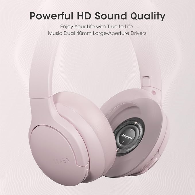 DOQAUS Upgrade Bluetooth Headphones Over Ear, 90H Playtime BT 5.3 Wireless Headphone EQ Modes, Built-in HD Mic, HiFi Stereo Sound, Deep Bass, Memory Foam Cups for Phone/PC&Travel/Gym/Workout
