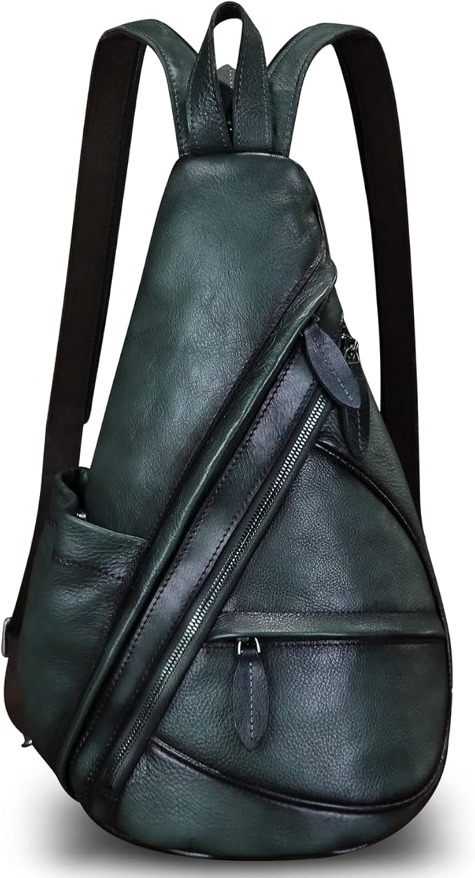 Genuine Leather Sling Bag for Men and Women Leather Sling Backpack Purses Chest Bag Crossbody Shoulder Fanny Bag