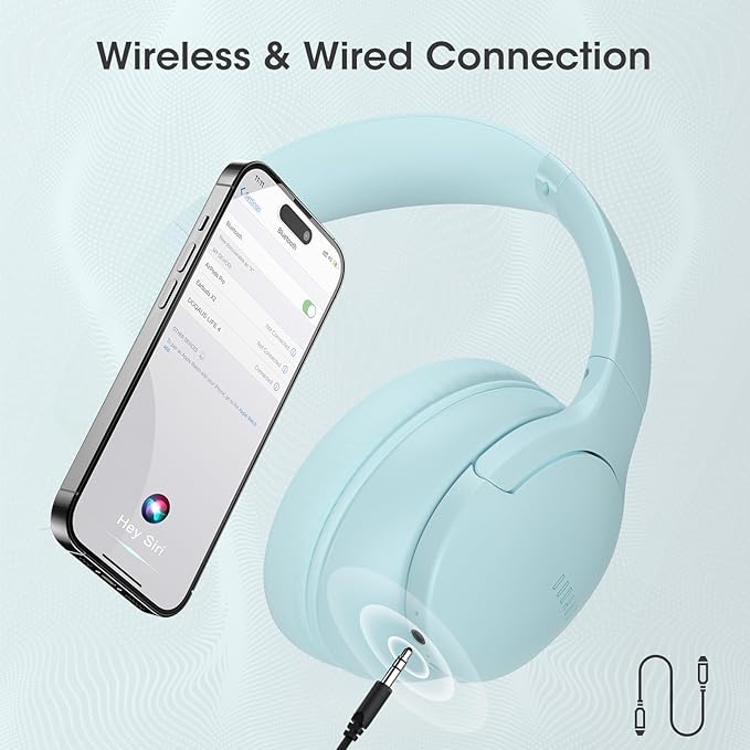 DOQAUS Upgrade Bluetooth Headphones Over Ear, 90H Playtime BT 5.3 Wireless Headphone EQ Modes, Built-in HD Mic, HiFi Stereo Sound, Deep Bass, Memory Foam Cups for Phone/PC&Travel/Gym/Workout