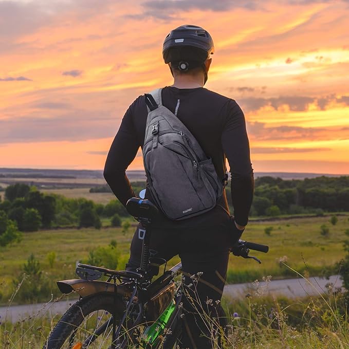 G4Free Sling Bag RFID Blocking Sling Backpack Crossbody Chest Bag Daypack for Hiking Travel(Gray)