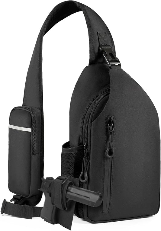 CCW Sling Chest Bag - Tactical Crossbody Backpack for Concealed Carry with Hidden Holster Compartment | Mid-Zip Gun Pocket, Water-Resistant