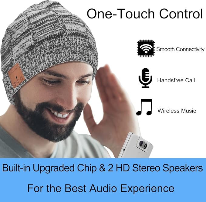Bluetooth Beanie Hat Headphones Unique Tech Gifts Stocking Stuffer