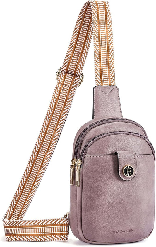 BOSTANTEN Small Sling Bag Crossbody Bags for Women Trendy Crossbody Purse Leather Chest Bag