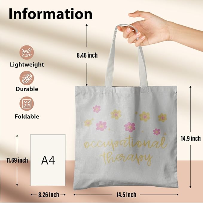 Occupational Therapist Gifts,OT Gifts, Occupational Therapist Canvas Tote Bags for Women, Reusable Grocery Bags