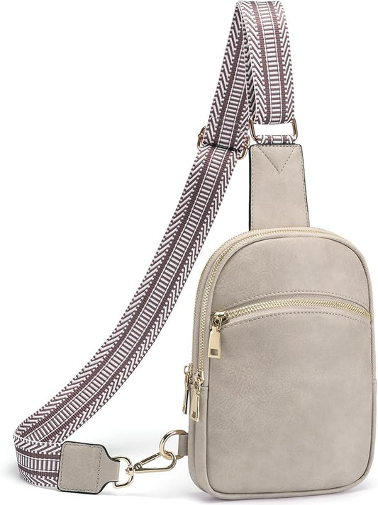 Yarnic Anti Theft Small Crossbody Sling Bags for Women Men, RFID Crossbody bags Vegan Pu Leather Travel Cross Body Purses, Chest Bag with Adjustable Strap (Misty Grey)