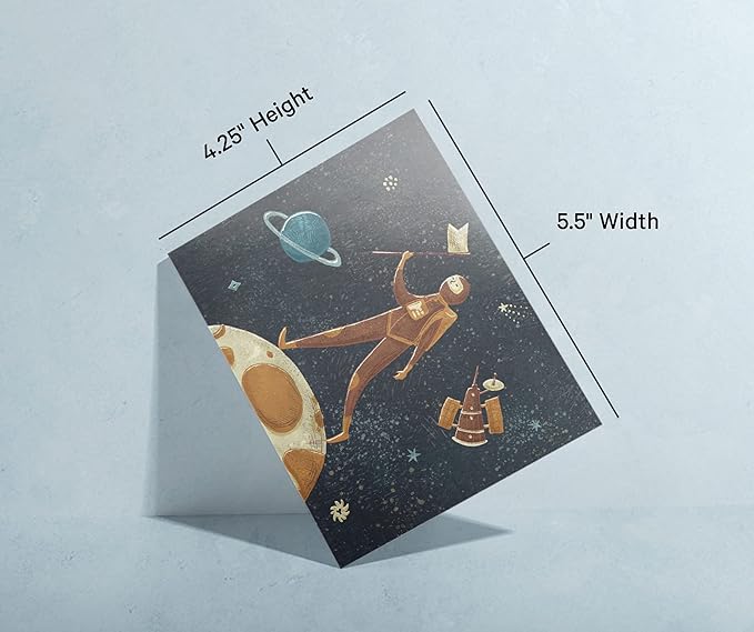 Twigs Paper 12 pcs Space Themed Note Card Set - Assorted Greeting Cards for Every Occasion with Envelopes Included - Cute and Unique Designs - Bulk Stationery Pack - 5.5 x 4.25 Inch Eco-Friendly Paper