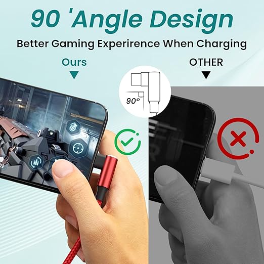 Travel Essentials 90 Degree Multi Charging Cable [2Pack 5FT], Right Angle 4 in 1 Charging Cable, USB Cable Charging Cords with IP/Type C/Type C/Micro Port, Compatible with Most Cell Phones and More