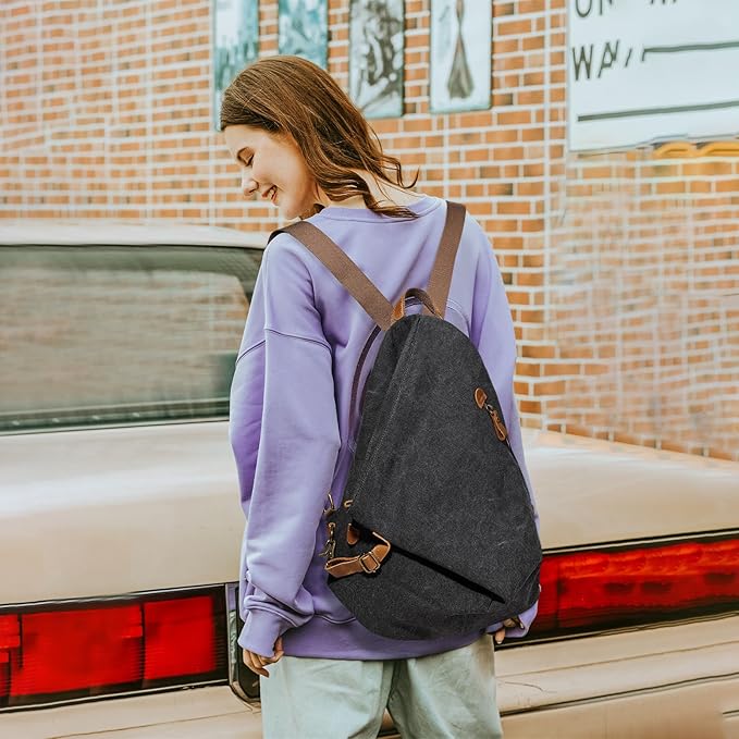 KL928 Canvas Vintage Backpack – Large Casual Daypack Outdoor Travel Rucksack Hiking Backpacks for Men Women