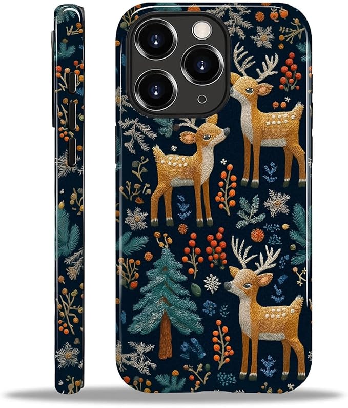 Case for iPhone 11 Pro Max Case,Cute Christmas Reindeer Design - Hybrid Dual Protection Silicone + Hard PC Shockproof Full Body Cover Slim Anti-Scratch Protective Case for Men Women
