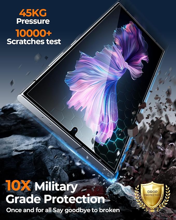 MRGLAS Top 9H+Tempered Glass for Samsung Galaxy S24 Plus Screen Protector 6.7'' [Auto Alignment Kit][10X Military Protection] with Camera Lens Protector[0 Bubble][0.001s Fingerprint Unlock], 2+2 Packs