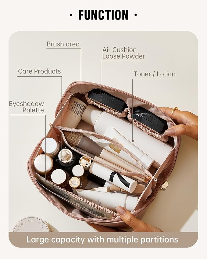 EACHY Travel Makeup Bag,Large Capacity Cosmetic Bags for Women,Waterproof Portable Pouch Open Flat Toiletry Bag Pattern Makeup Bag