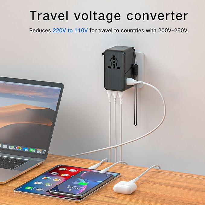 Travelconverter Adapter Voltage Converter That Steps Down 230 Volts to 120 Volts for use in Over 200 Countries,Including The U.S., U.K., Europe, and Australia