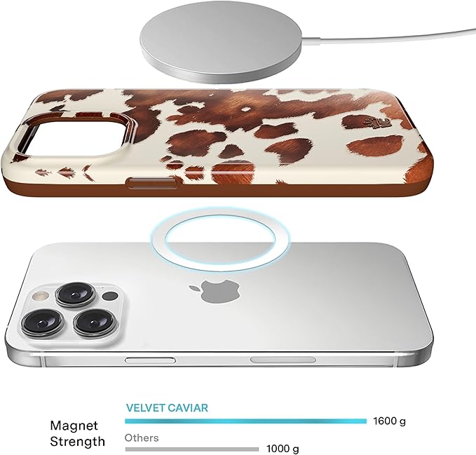 VELVET CAVIAR for iPhone 15 Pro Max Case Western - Compatible with MagSafe - 10ft Drop Tested - Cocoa Cow Print