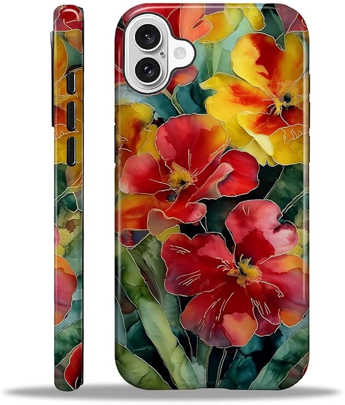 Case for iPhone 16 Plus Case,Vintage Floral Girly Design - Hybrid Dual Protection Silicone + Hard PC Shockproof Full Body Cover Slim Anti-Scratch Protective Case for Men Women