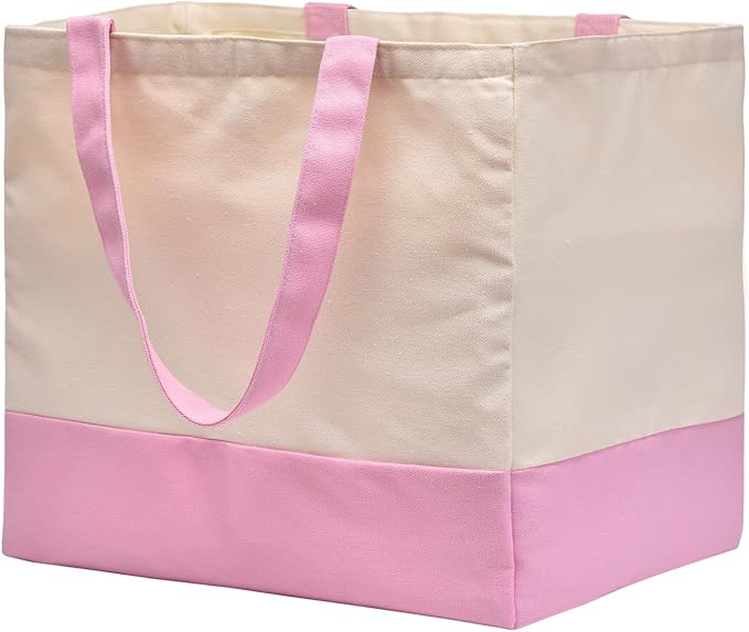 Canvas Reusable Grocery Bags Heavy Duty, 8.3 gal Foldable Large Canvas Tote Bag with Handles, Holds 60 lbs Canvas Shopping Bags, 1 Pack