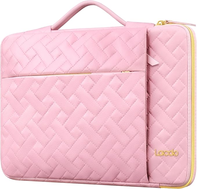 Lacdo 360° Protective 16 Inch Laptop Sleeve Case for 16 Inch HP Lenovo ASUS Acer Dell Laptop/HP Pavilion Envy/Lenovo ThinkPad IdeaPad/Acer Swift/ASUS Vivobook/Dell Computer Bag, Sakura Pink