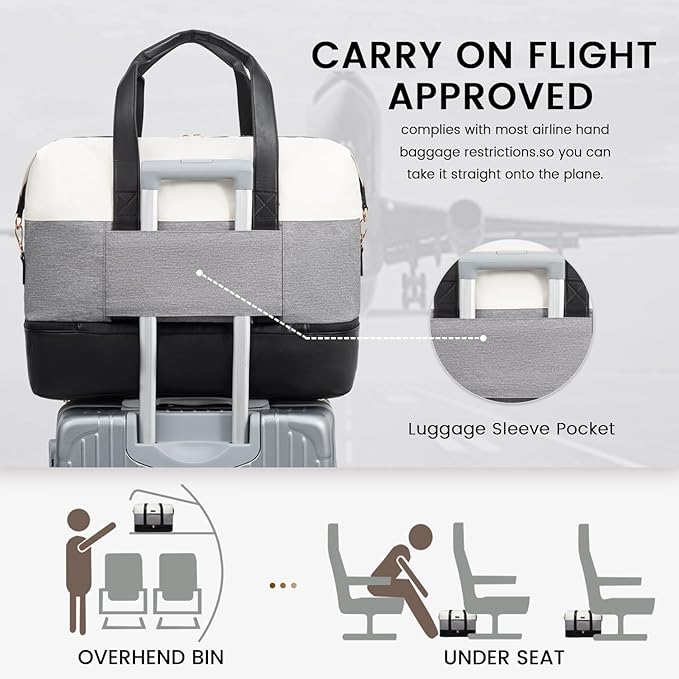 LOVEVOOK Weekender Bag, Large Travel Duffel Bag for Women with 2 Packing Cubes, Carry on Overnight Bag with Shoe Compartment, Mom Hospital Bags for Labor and Delivery