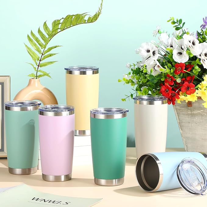Sieral 36 Packs Stainless Steel Tumbler Bulk with Lid Vacuum Double Wall Insulated Travel Coffee Mug Powder Coated Tumbler Cup for Graduation Wedding Christmas Birthday Party(Matte Color, 20 oz)