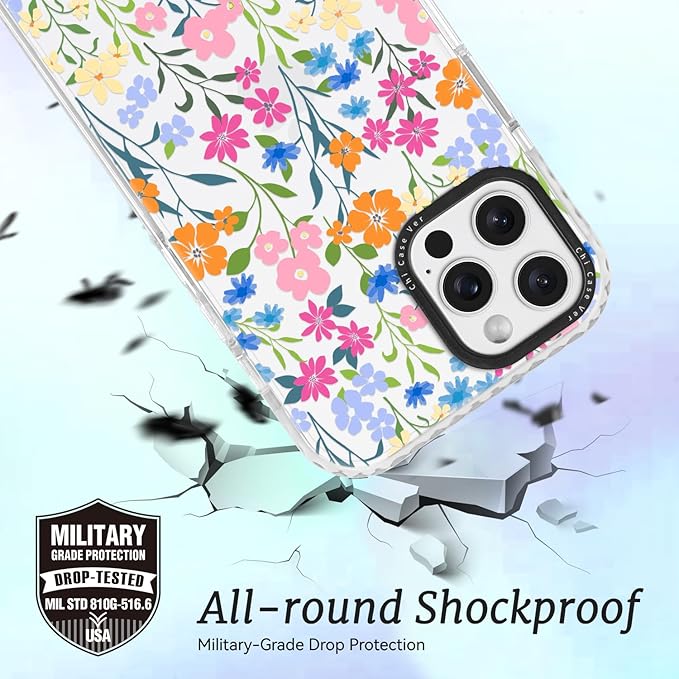 for iPhone 15 Case, Vibrant Garden Floral Pattern, Military-Grade Drop Protection, Cute Soft Slim TPU Protective Cover with Camera Lens Protection for Women & Girls