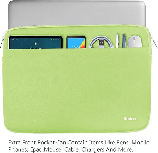 Laptop Sleeve Case 15.6 inch, Shockproof Protective Notebook Cover with Accessory Pocket, Carrying Laptop Bag for HP, ASUS, Dell, Lenovo, Acer, Light Green