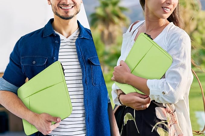 Laptop Sleeve 15.6 inch, Shockproof Protective Computer Carrying Cover with Front Pocket, Briefcase Handbags Laptop Case for 15.6 inch HP, Dell, Acer, Asus, Notebook, Light Green