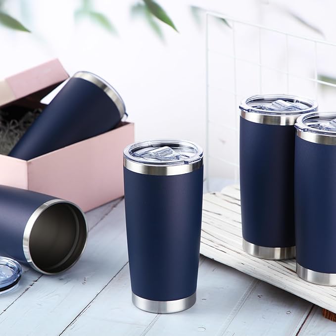 Sieral 36 Packs Stainless Steel Tumbler Bulk with Lid Vacuum Double Wall Insulated Travel Coffee Mug Powder Coated Tumbler Cup for Graduation Wedding Christmas Birthday Party(Navy Blue, 16 oz)