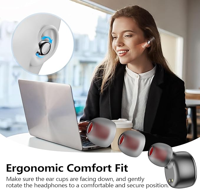 kurdene Wireless Earbuds Bluetooth 5.3 in Ear Buds Light Weight Headphones,Deep Bass Sound,Built in Mics Headset,Clear Calls Earphones for Sports Workout Glossy Black