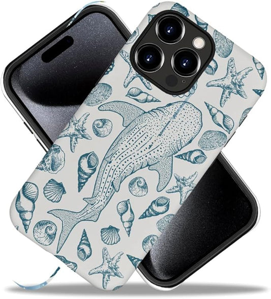 DAIZAG Case Compatible with iPhone 14 Pro,Fit Shockproof Cover for Women Girls,Beach Seashell Whale Ocean Aesthetic