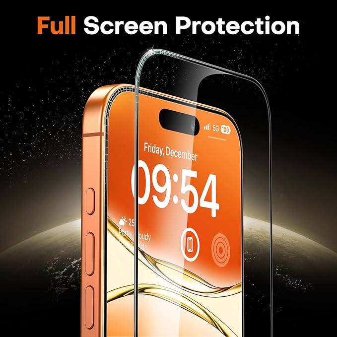 TOCOL for iPhone 17 Pro Screen Protector 6.3 inch 9H Hardness Military Grade Shatterproof HD Tempered Glass for Full Coverage Easy Installation Compatible with Sim Card Case Friendly 2 Pack