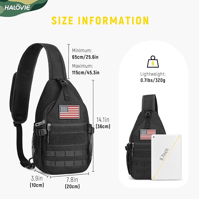 HALOVIE Crossbody Sling Bag Anti Theft Crossbody Backpack RFID Sling Backpack Lightweight Travel Hiking Chest Bag