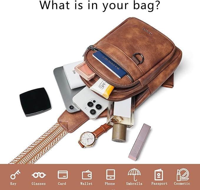 7L Sling Bag for Women Men Vegan Leather Crossbody Bags Fanny Pack Purse Backpack Over Shoulder Bag Travel Anti Theft