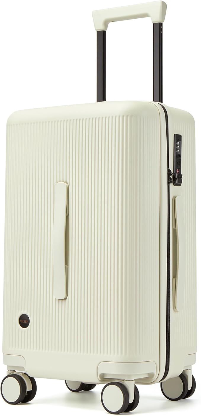 20 Inch Carry On Luggage, Hardside Lightweight Spinner Suitcase with TSA Lock, 22x14x9 Airline Approved Hard Shell Travel Suitcase with Wheels, Scratch Resistant (White, 20 Inch)