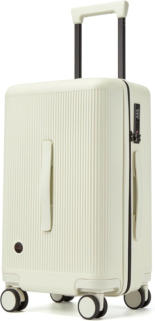 20 Inch Carry On Luggage, Hardside Lightweight Spinner Suitcase with TSA Lock, 22x14x9 Airline Approved Hard Shell Travel Suitcase with Wheels, Scratch Resistant (White, 20 Inch)