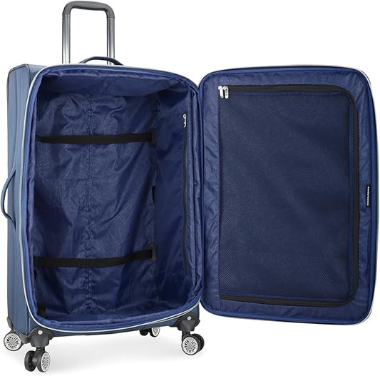 Traveler's Choice Lares Softside Expandable Luggage with Spinner Wheels, Navy, Checked 30-Inch