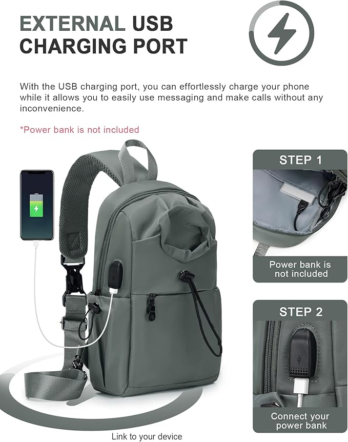 Small Green Sling Crossbody Backpack Shoulder Bag for Men Women - Mini One Strap Sling Bag Fanny Pack Daypack, Waterproof Nylon Chest Bag for Motorcycle Hiking Travel Gym Sport