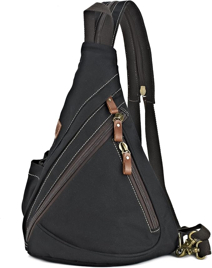 Canvas Sling Bag Convertible Crossbody Chest Bag Shoulder Backpack Daypack for Men Women Outdoor Cycling Travel