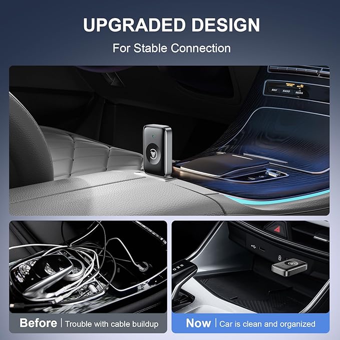 Wireless Carplay Adapter for iPhone & Android, Mini 2-in-1 CarPlay Dongle, Plug & Play, No Delay, Convert Wired to Wireless Bluetooth Apple Carplay, with USB&USB-C, for Apple iOS 10+ and 2016+ Cars