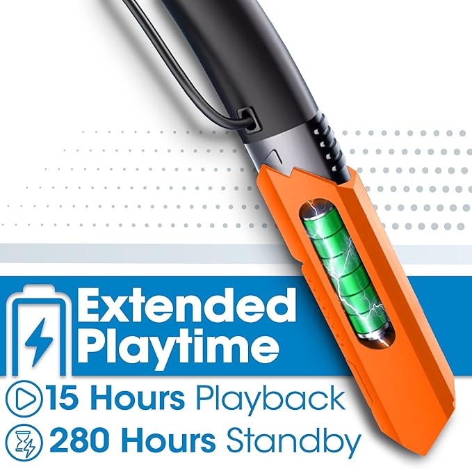 MANHATTAN Bluetooth Wireless Neckband Headphones — Work Earbud Earphones with 15H Playtime, Noise-Isolating, IPX4 Water Resistant, Built-in Mic – for Work, Music, Calls – 3 Yr Mfg Warranty -179829