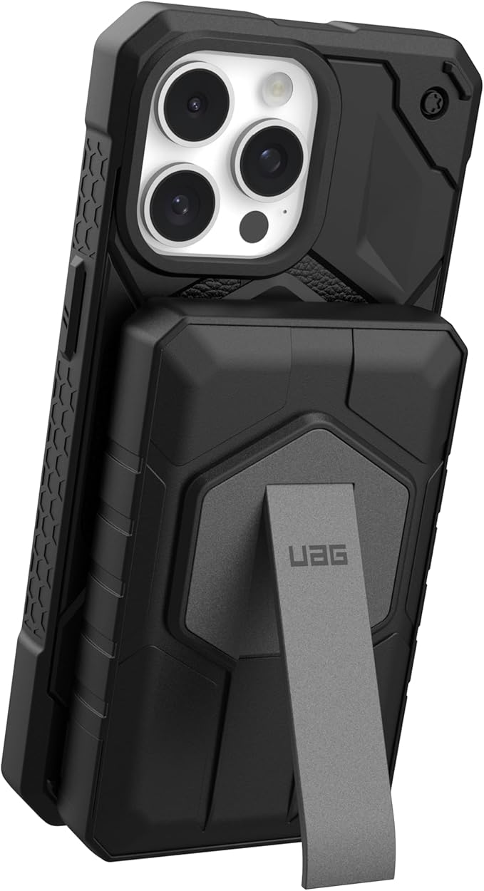 URBAN ARMOR GEAR UAG 10000mAh Power Bank SRGE 20W 2-Port USB-C USB Magnetic Wireless Portable Charger Fast Charging Battery Pack w/Kickstand Compatible with iPhone 17, Samsung Galaxy S25, Black/Grey