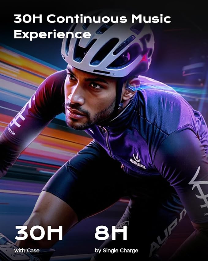 True Bone Conduction Headphones, Perfect for Night Running and Cycling, Aurora Mode(RGB Light) Open-Ear Headphones, Up to 30H Playtime with Charging Case, IP68 Water-Resistant, AAC/SBC