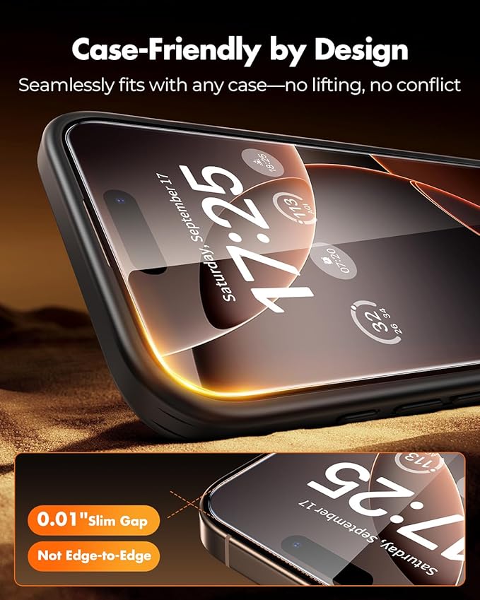 UNBREAKcable 2+2 Pack for iPhone 16 Pro Max Screen Protector & Lens Protector 【Military-Grade】【Easy Install】【Efficient Night Shot】9H+ Shatterproof Tempered Glass Film,Bubble-Free&Anti-Fingerprint ,Case Friendly-6.9 inch