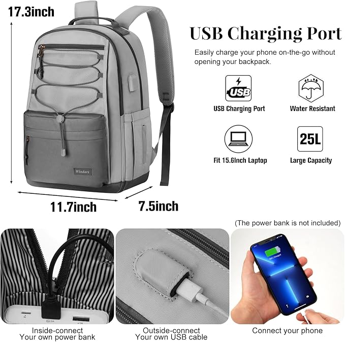 School Backpack for Teens Girls, Aesthetic College Backpack Large Bookbag for Women Students Fashion 15.6 Inch Laptop Bag for Work Travel (Dark Grey & Light Grey)