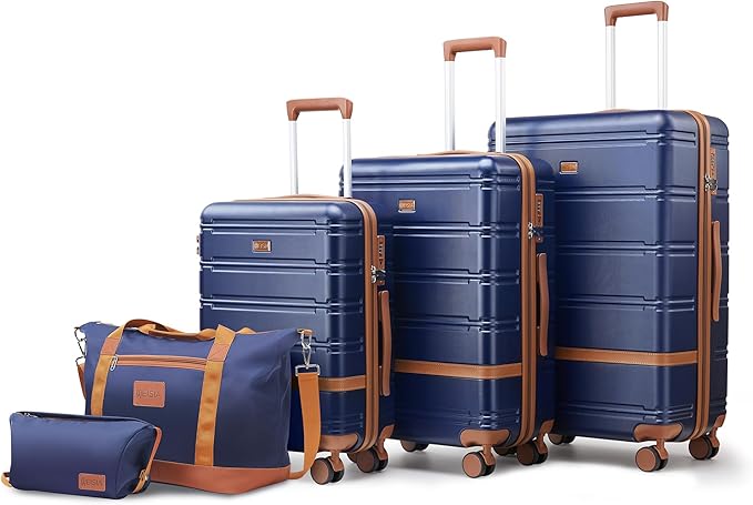Luggage Sets 3 Piece with spinner wheels, PC+ABS Hard Shell Travel Luggage,Lightweight Carry-on suitcases with TSA Lock,YKK Zippers (Navy)