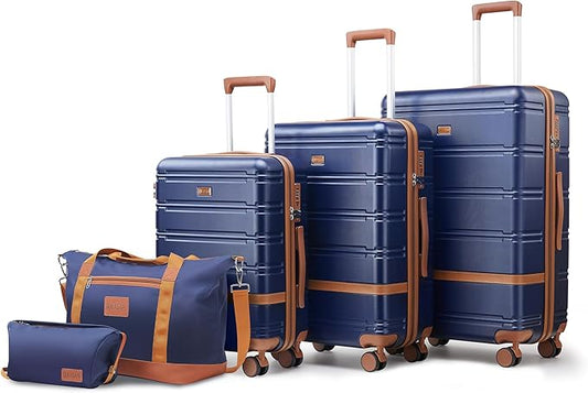 Luggage Sets 3 Piece with spinner wheels, PC+ABS Hard Shell Travel Luggage,Lightweight Carry-on suitcases with TSA Lock,YKK Zippers (Navy)