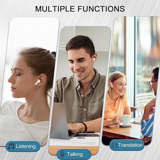 Language Translator Earbuds Real Time, AI Translation Earbuds Real Time with 164 Languages & 5 Modes, 3-in-1 Bluetooth 5.4 Translator Device, 42H Translatior Headphones Business, Learning, White