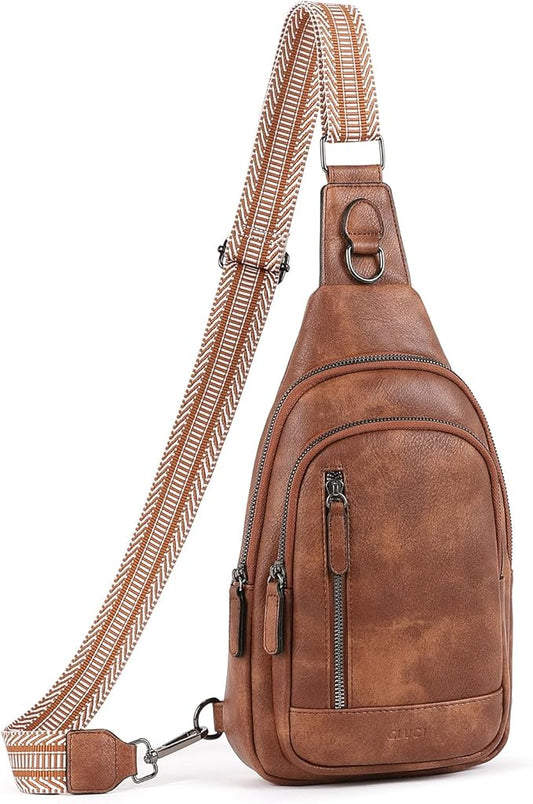 CLUCI Crossbody Bags for Women Men,Leather Sling Bag Cross Body Backpack for Woman Gifts for Women Birthday Unique