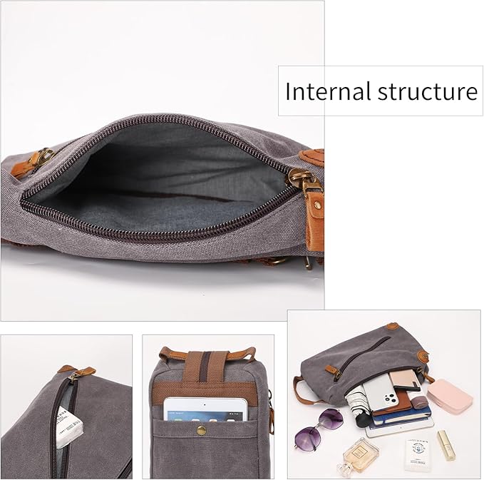 KL928 Canvas Sling Bag crossbody Bags Small Backpack Pack Travel Purse convertible purses for Women Men