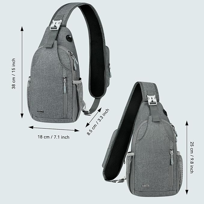 Voova Crossbody Sling Backpack Sling Bag for Men Women, Travel Hiking Chest Bag Daypack, Small over the Shoulder Backpack