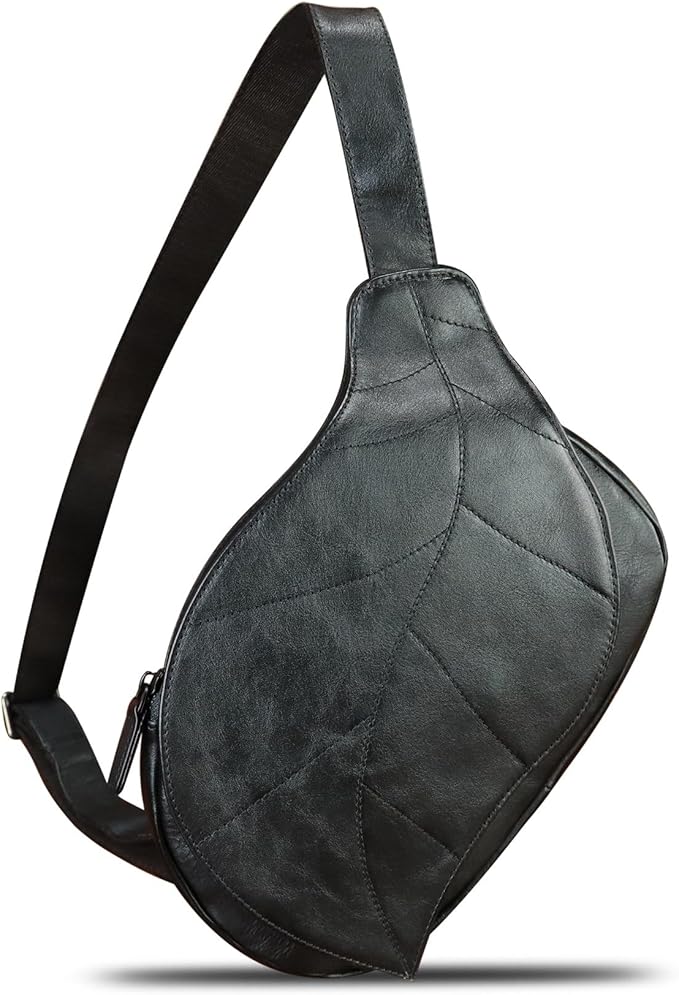 IVTG Genuine Leather Sling Bag for Women Vintage Real Leather Sling Backpack Fashion Shoulder Crossbody Bags Chest Bags